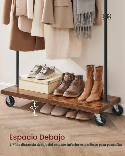 Vista 7 de VASAGLE UHSR65BX - Perchero para ropa de estilo rústico con diseño de tuberías industriales, con estante, estante de ropa resistente