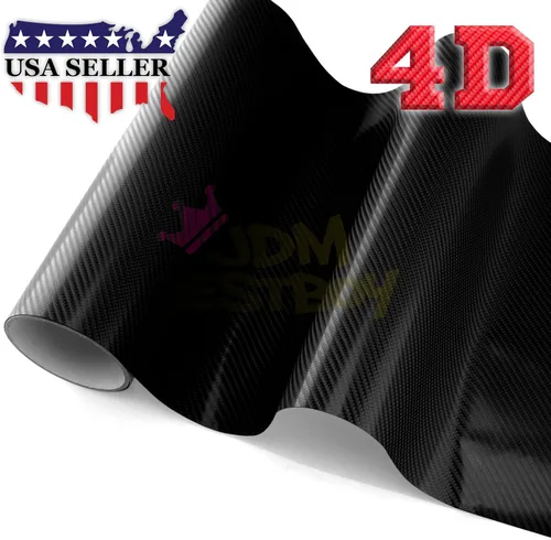 Vista 2 de JDMBESTBOY Muestra Negra de Vinilo Brillante de Fibra de Carbono 4D para Automóvil, Lámina Adhesiva Calcomanía Sin Burbujas con Liberación de Aire