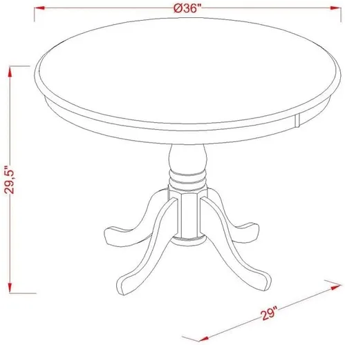 Vista 11 de East West Furniture ANAS3-AWA-08 Juego de mesa de comedor de cocina de 3 piezas contiene una mesa moderna y 2 sillas de comedor tapizadas de tela