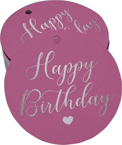 Vista 38 de Etiqueta de papel para colgar con texto en inglés «Happy Birthday» (50 unidades)