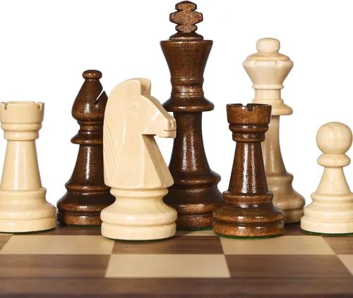 Vista 7 de Vamslove Piezas de Ajedrez de Madera Pesadas Solamente - Rey de 3.8'' - 2 Reinas Extra - 34 Piezas de Ajedrez de Madera de Torneo para Juego