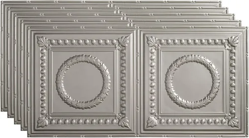 Vista 15 de FASÄDE Rosette - Panel de techo decorativo de vinilo adhesivo de 2 x 4 pies en bronce antiguo (paquete de 5)