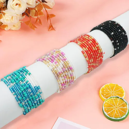 Vista 33 de 4 cuentas de cintura africana hechas a mano de 50 pulgadas para mujer, no elásticas (corbata)