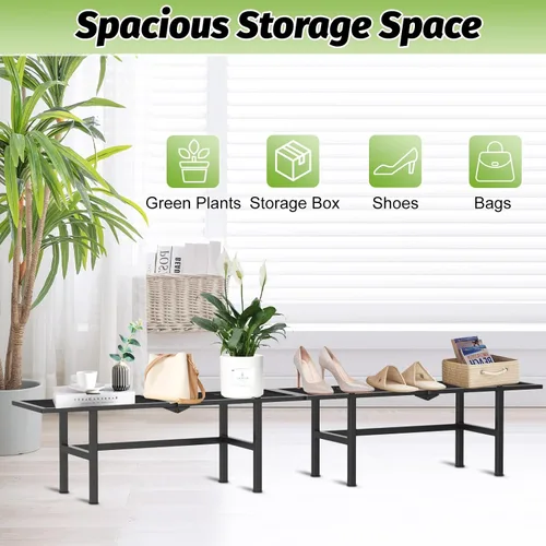 Vista 5 de Paquete de 2 soportes para plantas de 1 nivel para interiores y exteriores, estante plegable de metal para plantas, diseño estrecho de 8.7 pulgadas