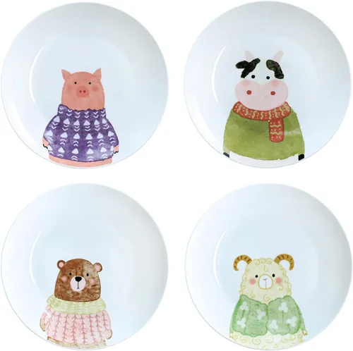 Vista 8 de Lindos platos de cerámica con diseño de animales pequeños, juego de 4 gatos pequeños, 8 pulgadas