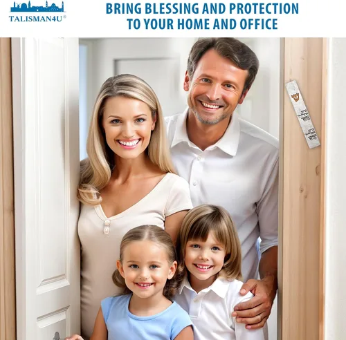 Vista 5 de TALISMAN4U MEZUZAH - Funda moderna de mármol con pergamino para puerta, hebrea, torá, bendición, dorado, autoadhesiva, impermeable, protección
