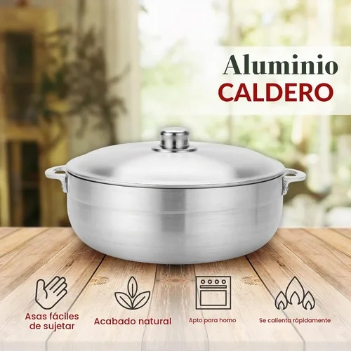 Vista 7 de Alpine Cuisine olla de caldero de aluminio antiadherente de 3.5 cuartos con tapa Utensilios de cocina duraderos y fáciles de limpiar