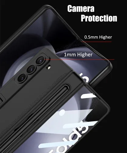 Vista 3 de Funda para Samsung Galaxy Z Fold 5 con protección magnética de bisagra, soporte ajustable y protector de pantalla con soporte para S Pen, funda