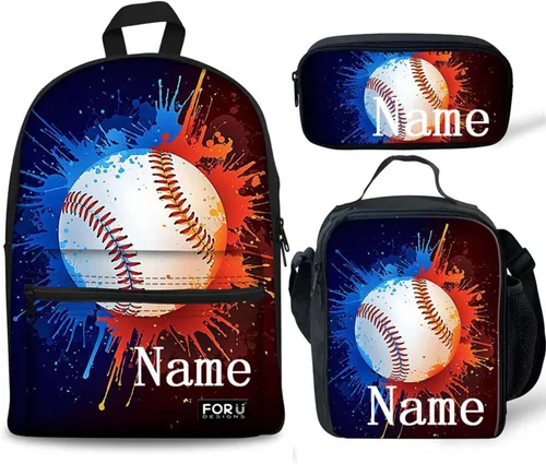 Vista 156 de FOR U DESIGNS Fuego baloncesto impreso niños escuela mochilas viaje mochila libro bolsa