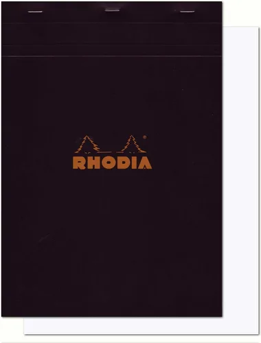 Vista 11 de Libreta Rhodia Head grapada para compras, No. 8 de 74 x 210 mm, rayada y de color negro