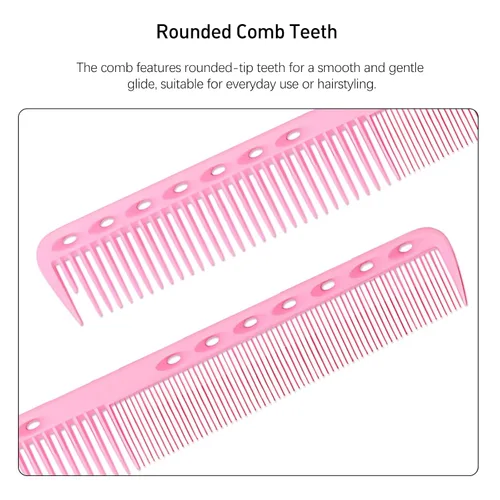 Vista 6 de Juego de 3 peines de peluquería de fibra de carbono para hombres y mujeres, peine de corte fino (rosa, azul, morado)