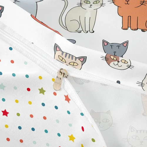 Vista 5 de Feelyou Juego de funda nórdica con estampado de gatos, tamaño individual