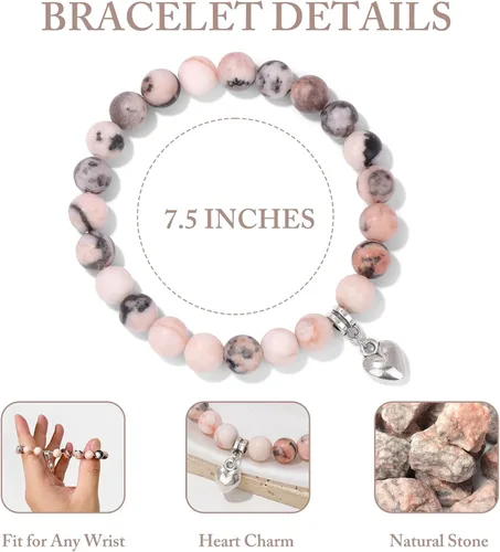 Vista 4 de Risyfjew Regalos para mujeres, pulseras curativas de piedra natural, regalos inspiradores para mejores amigas, hermana, mamá, niñas y ella