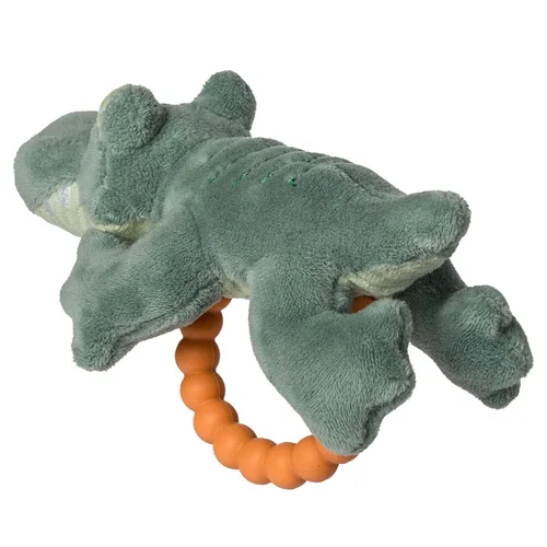 Vista 3 de Mary Meyer Sonajero suave para bebé con anillo de mordedor relajante, 6 pulgadas, cocodrilo africano