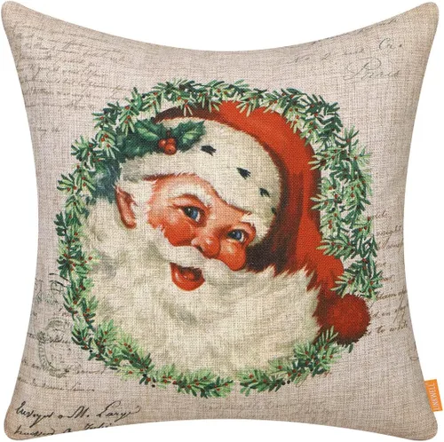 Vista 8 de Fundas de almohada navideñas de 18 x 18 pulgadas, decoración navideña para el hogar, funda de cojín decorativa para sofá, sofá, retro, Navidad