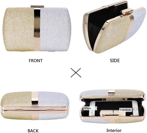 Vista 5 de Selight Bolso de mano con purpurina para mujer, bolso de noche de boda, bolso formal para novia, bolso de fiesta de graduación, cóctel