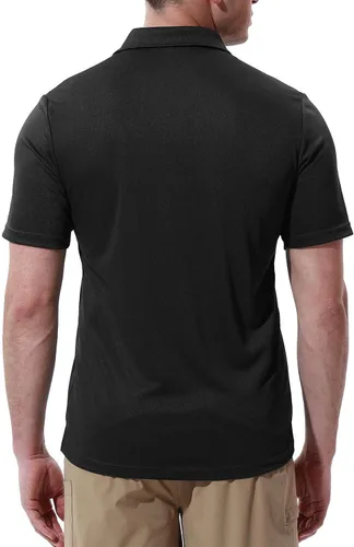 Vista 5 de Rdruko Camisas polo para hombre de manga corta, secado rápido, para golf y deportes al aire libre con bolsillo 01 Negro