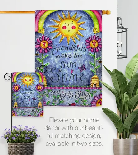 Vista 8 de Breeze Decor - Grandkids Special Occasion - Bandera de jardín vertical decorativa con impresiones familiares de 13 x 18.5 pulgadas, impresa