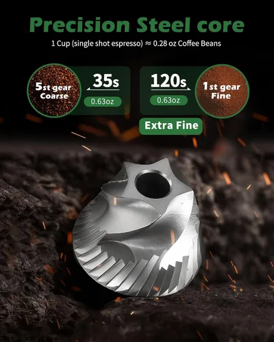 Vista 2 de Molinillo de café manual de acero inoxidable para goteo, prensa francesa, 5 ajustes ajustables, molinillo de café de mano, para uso doméstico