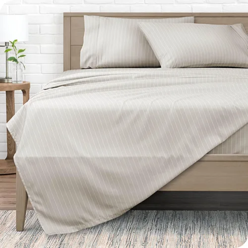Vista 39 de Bare Home - Juego de sábanas estampadas, 1800 ultra suaves (individual, gris jaspeado) Deep Pockets 6 to 15 Inches, Breathable, Hypoallergenic