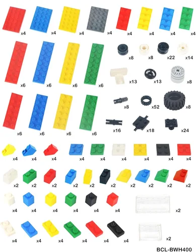 Vista 2 de Set de 400 piezas de ruedas, neumáticos y ejes, kit compatible de bloques de construcción