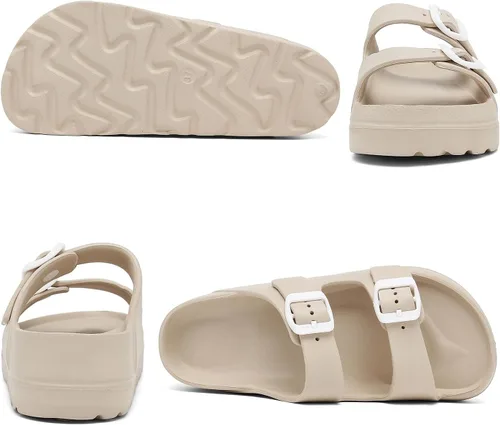 Vista 2 de Sandalias de plataforma para mujer con soporte de arco, hebilla ajustable, sandalias de playa para mujer, cómodas, ligeras, ultraacolchadas
