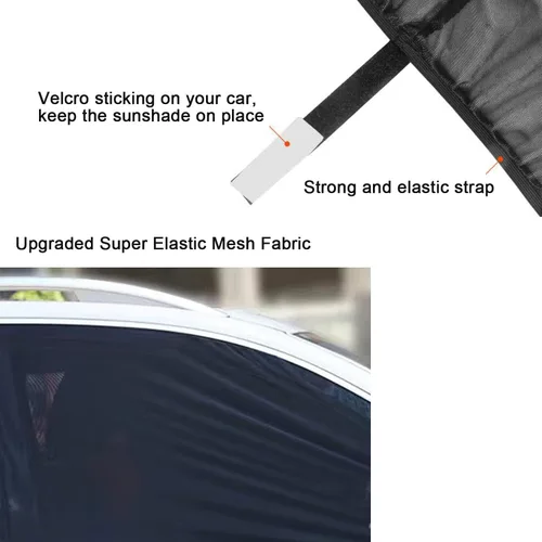 Vista 5 de Paquete de 2 cubiertas de malla para ventana de automóvil de 34" a 43", protector solar de pantalla de ventana lateral para automóvil para camping