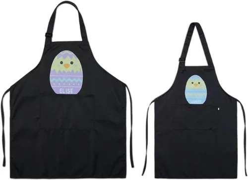 Vista 10 de Paquete de 2 delantales personalizados para padres e hijos, delantales ajustables con foto con nombre personalizado para cocina, cocina, hornear