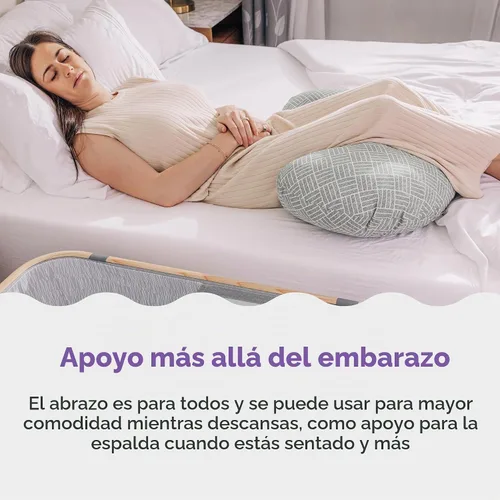 Vista 6 de Boppy Cuddle - Almohada de embarazo, tejido de cesta gris, cómodo relleno de fibra hipoalergénica que se ajusta al cuerpo y funda extraíble fácil