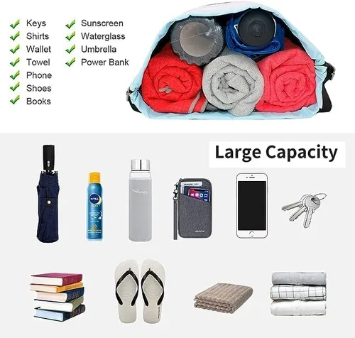 Vista 4 de Bolsa impermeable con cordón, bolsa de gimnasio, mochila deportiva de playa para hombres y mujeres