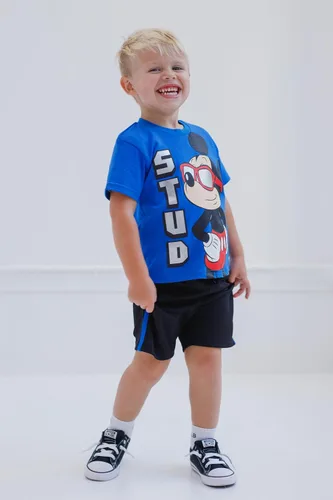 Vista 2 de Disney- Camisa de manga corta y pantalones cortos de malla de Mickey Mouse