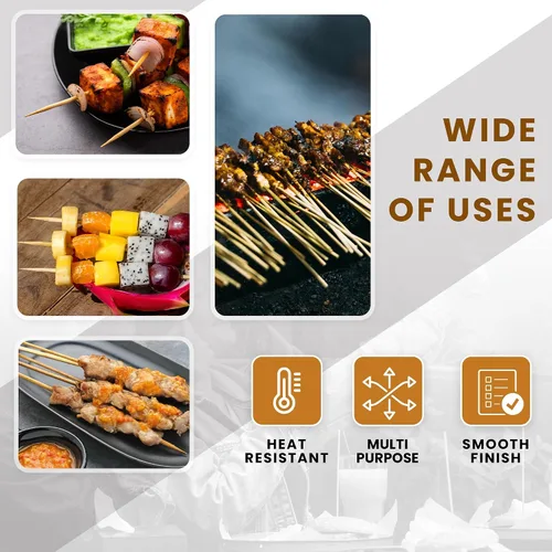 Vista 5 de DecorRack Pinchos de bambú natural de 6 pulgadas, 100 pinchos de madera para asar a la parrilla, barbacoa, aperitivos, frutas, smores, cóctel