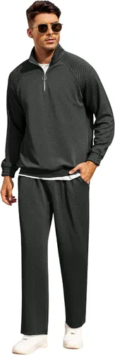 Vista 3 de COOFANDY Conjunto deportivo de 2 piezas con capucha y bolsillo para hombre