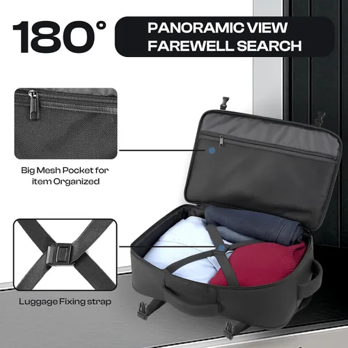 Vista 5 de Mochila de transporte para viajes de 1 a 10 días, mochila de viaje extra grande de 40L-50L aprobada por la TSA, bolsa expandible para laptop, bolsa