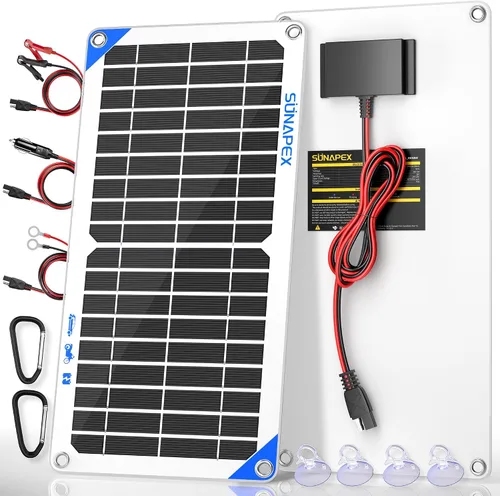 Vista 17 de SUNAPEX Cargador de batería solar de 5 vatios para coche, 12 voltios, impermeable, alimentado por energía solar, cargador y mantenedor, cargador