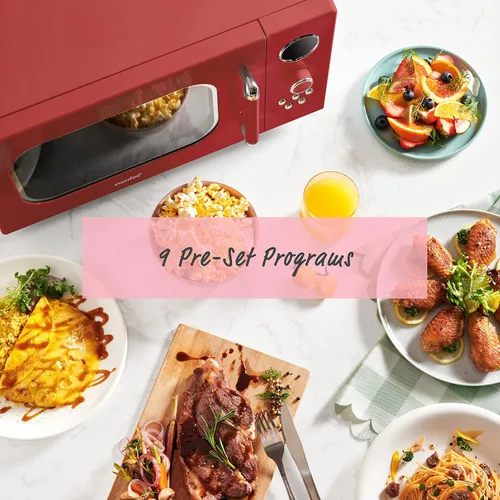 Vista 5 de COMFEE' CM-M093ARD - Horno microondas retro con 9 programas preestablecidos, cocción rápida de varias etapas, función de reinicio del plato