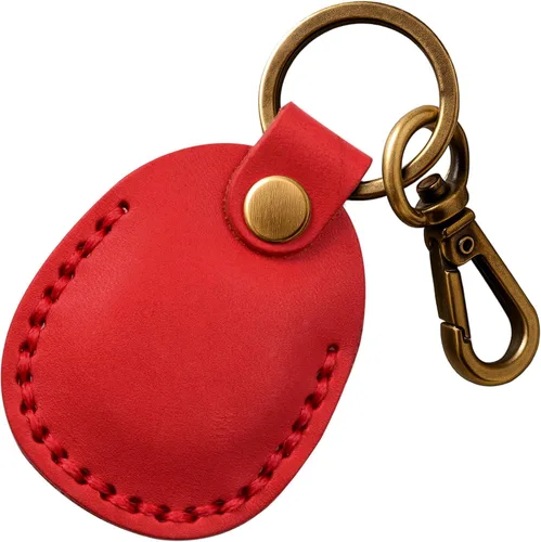Vista 18 de Llavero de Airtag de cuero genuino, llavero portátil de Air tag con anillos para llaves, funda de cobertura oculta completa compatible con Airtag