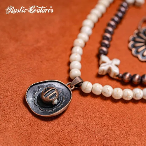 Vista 3 de Rustic Couture's Western Collar para mujer, vaquera, vintage, turquesa, joyería de campo