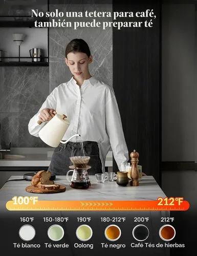 Vista 6 de KLEAH Hervidor eléctrico de cuello de cisne con control de temperatura – Hervidor de té y café de apagado automático de 0.8L, caldera de agua