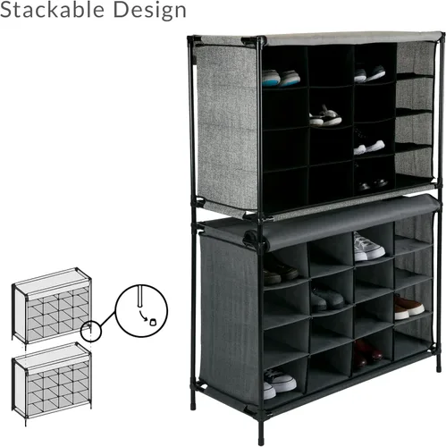 Vista 3 de Simplify Cubby de zapatos, 16 compartimentos, gris (23200-GREY)