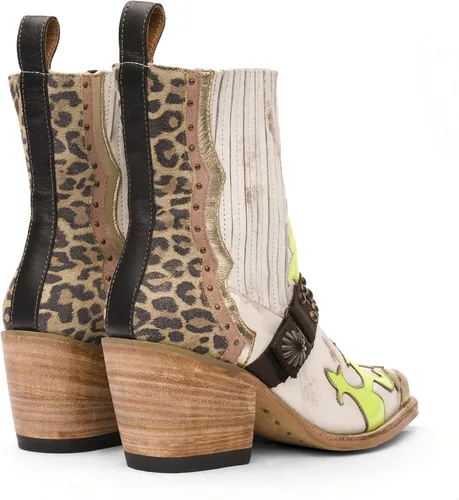 Vista 3 de Mezcalero Botines de piel blanca para Mujer con acabado vintage - Dudi