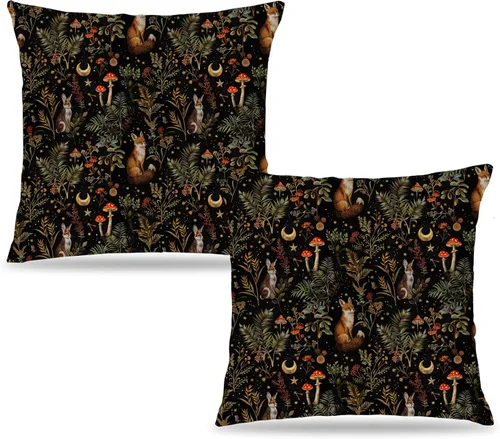 Vista 17 de Fundas de Almohada Gótica de Polilla y Mariposa 18x18, Fundas de Almohada Celestial de Luna de Academia Oscura para Sofá, Decoración Gótica