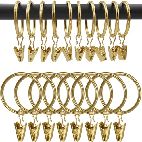 Vista 9 de WeeksEight Paquete de 44 anillos de cortina negros con clips, ganchos de cortina, ganchos de clip para colgar cortinas, lazos, sombreros, anillos