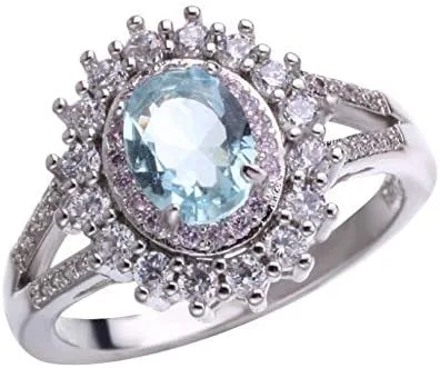 Vista 2 de MAIHAO Anillo de compromiso brillante de plata de ley 925 con incrustaciones de diamantes de cristal rosa con incrustaciones de topacio verde