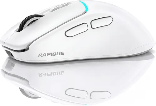 Vista 10 de RAPIQUE Ratón inalámbrico Bluetooth, Bluetooth dual + 2.4G, conecta hasta 3 dispositivos, USB-C recargable, clic silencioso, 4 niveles de DPI hasta