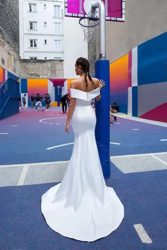 Vista 4 de Ymuxin Vestido de novia para novia con cuello en V y apliques de encaje, vestido de noche con tirantes, vestidos largos de baile 2023