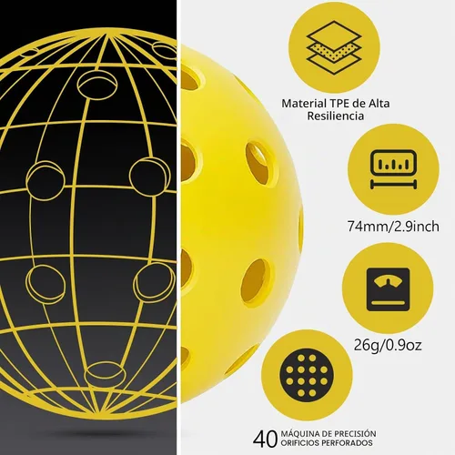 Vista 2 de 48 Pack Premium Outdoor Pickleball Balls, Meet USAPA Official Standards Amarillo paquete de 48