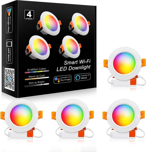Vista 12 de Iluminación empotrable LED regulable de 2.5 pulgadas, lámpara descendente de 5 W, blanco cálido de 3000 K, CRI 80 con controlador LED, como lámpara