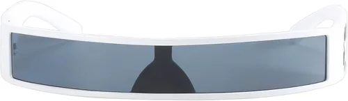 Vista 9 de Dollger Gafas de sol envolventes futuristas sin montura para mujeres y hombres, Y2k Fashion CyberPunk de una pieza, visera de cíclope espacial