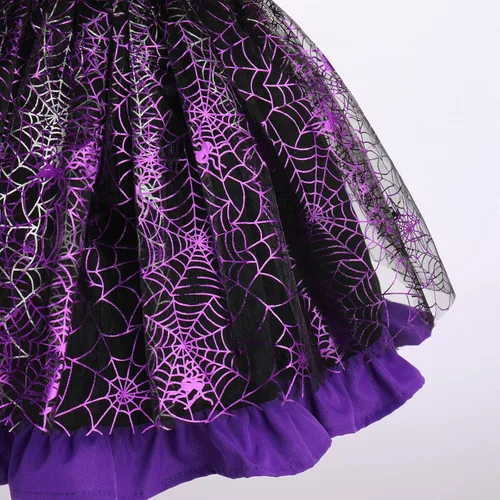 Vista 4 de IMEKIS Toddler Kids Girl Halloween Bat Spider Costume Birthday Party Cosplay Witch Dress Up Photo Shoot Outfit 1-6T